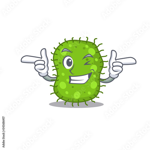 Cartoon design concept of escherichia with funny wink eye