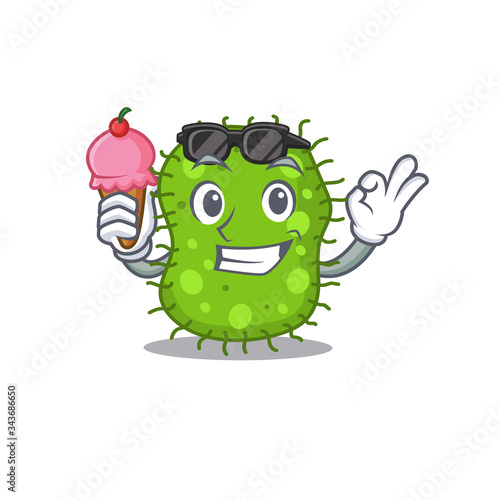 Cartoon design concept of escherichia having an ice cream