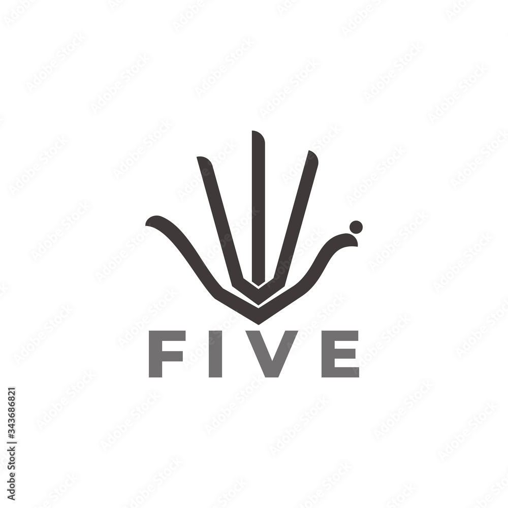 Obraz premium hand palm five fingers symbol logo vector