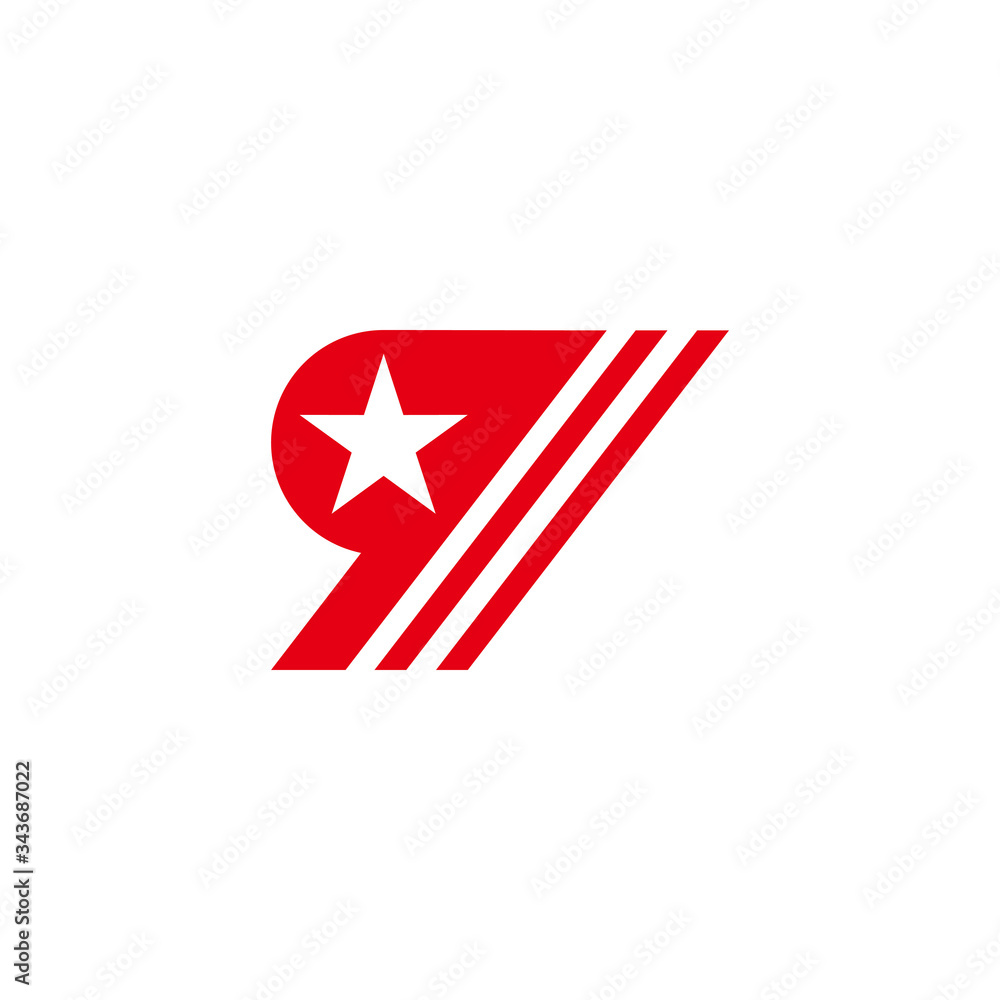 Obraz premium letter q star arrow stripes geometric symbol logo vector