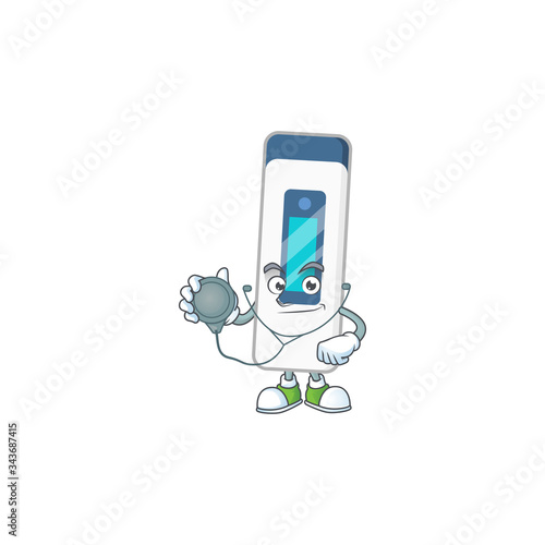 A dedicated Doctor digital thermometer Cartoon character with stethoscope