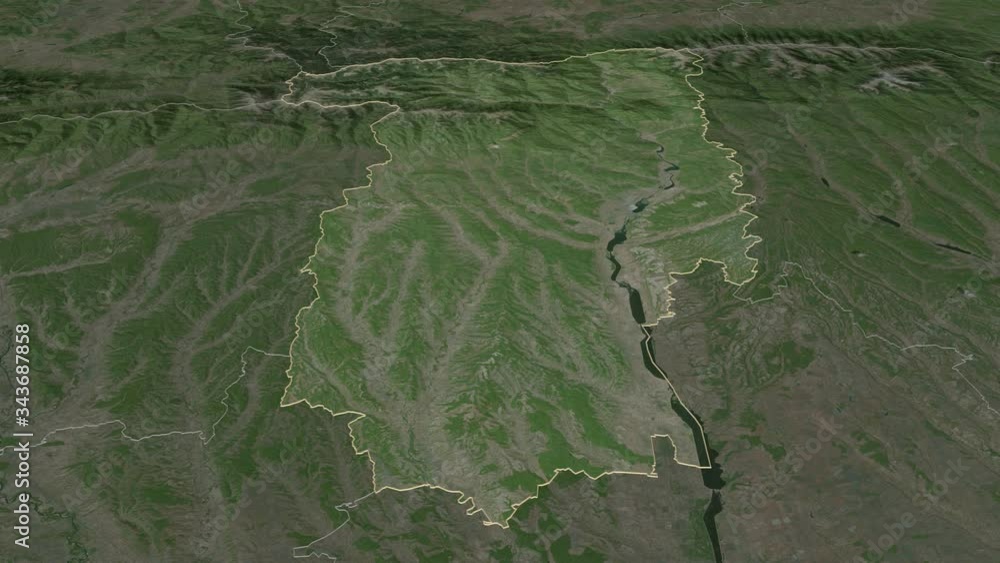 Vâlcea, county with its capital, zoomed and extruded on the satellite map of Romania in the conformal Stereographic projection. Animation 3D Vâlcea, county with its capital, zoomed and extruded on the satellite map of Romania in the conformal Stereographic projection. Animation 3D