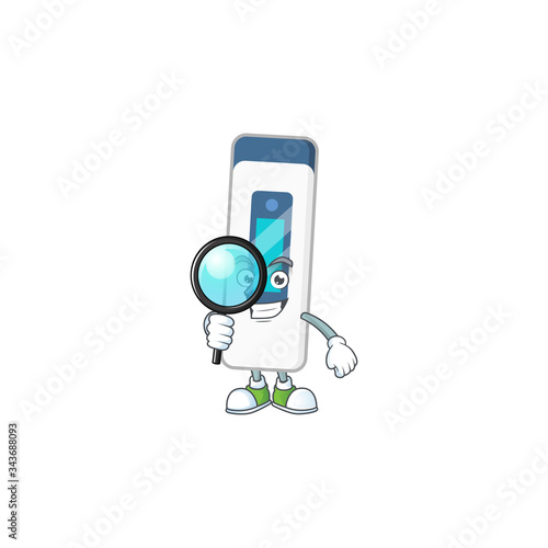 Smart Detective of digital thermometer cartoon character design concept © kongvector