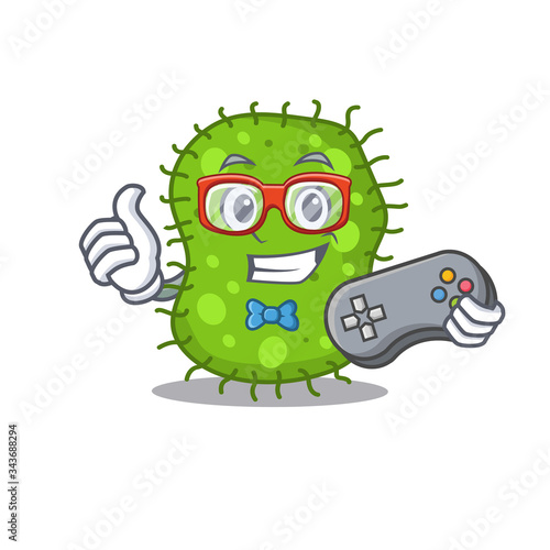 Mascot design concept of escherichia gamer using controller