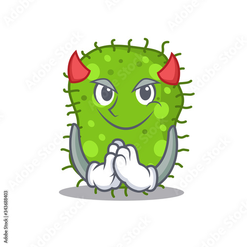 Escherichia dressed as devil cartoon character design style