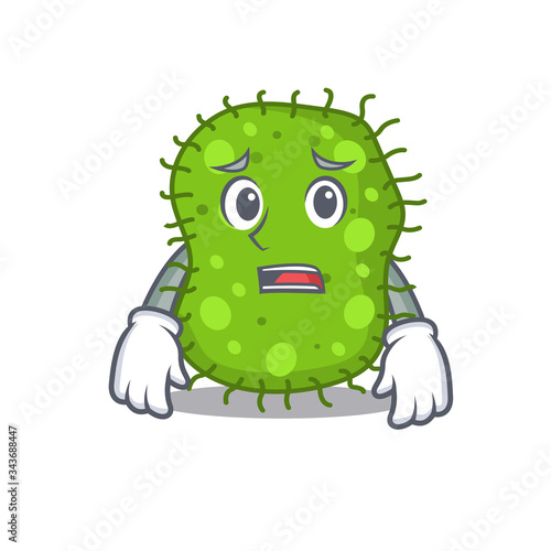 Cartoon design style of escherichia showing worried face