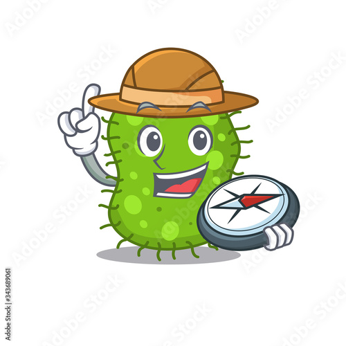 mascot design concept of escherichia explorer with a compass