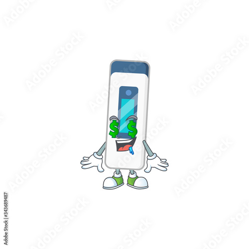 mascot character style of rich digital thermometer with money eyes photo