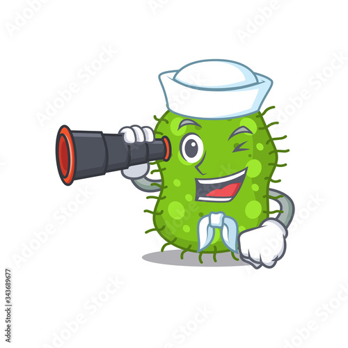A cartoon icon of escherichia Sailor with binocular