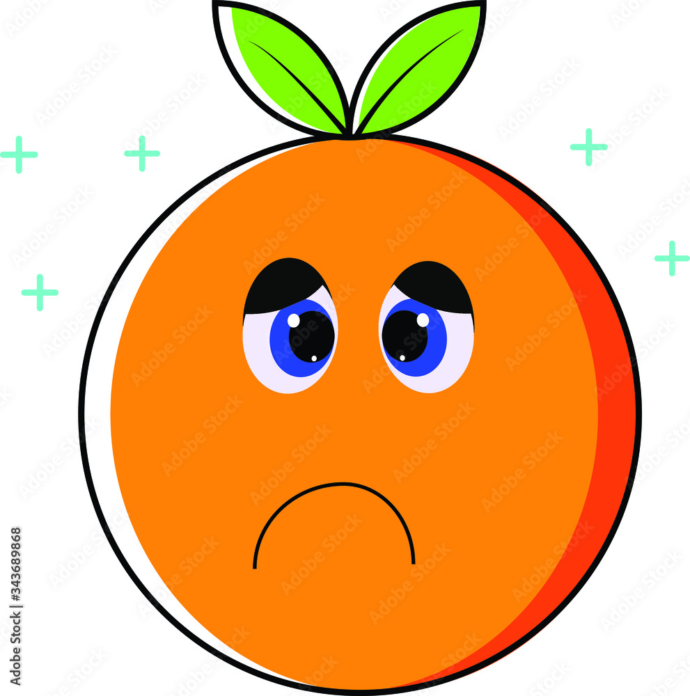 Fototapeta premium Sad orange cartoon image isolated on white background