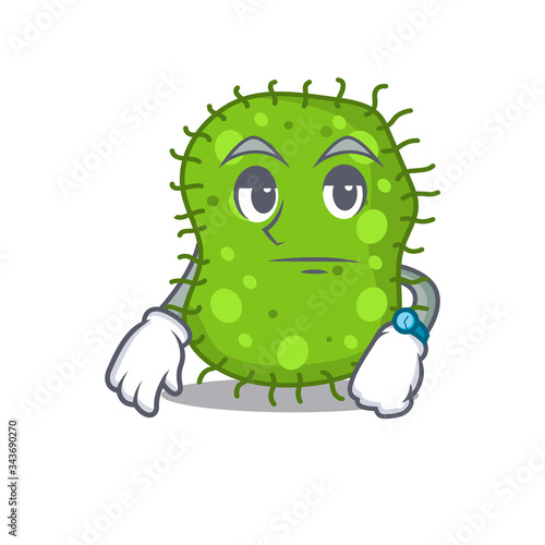 Mascot design of escherichia showing waiting gesture