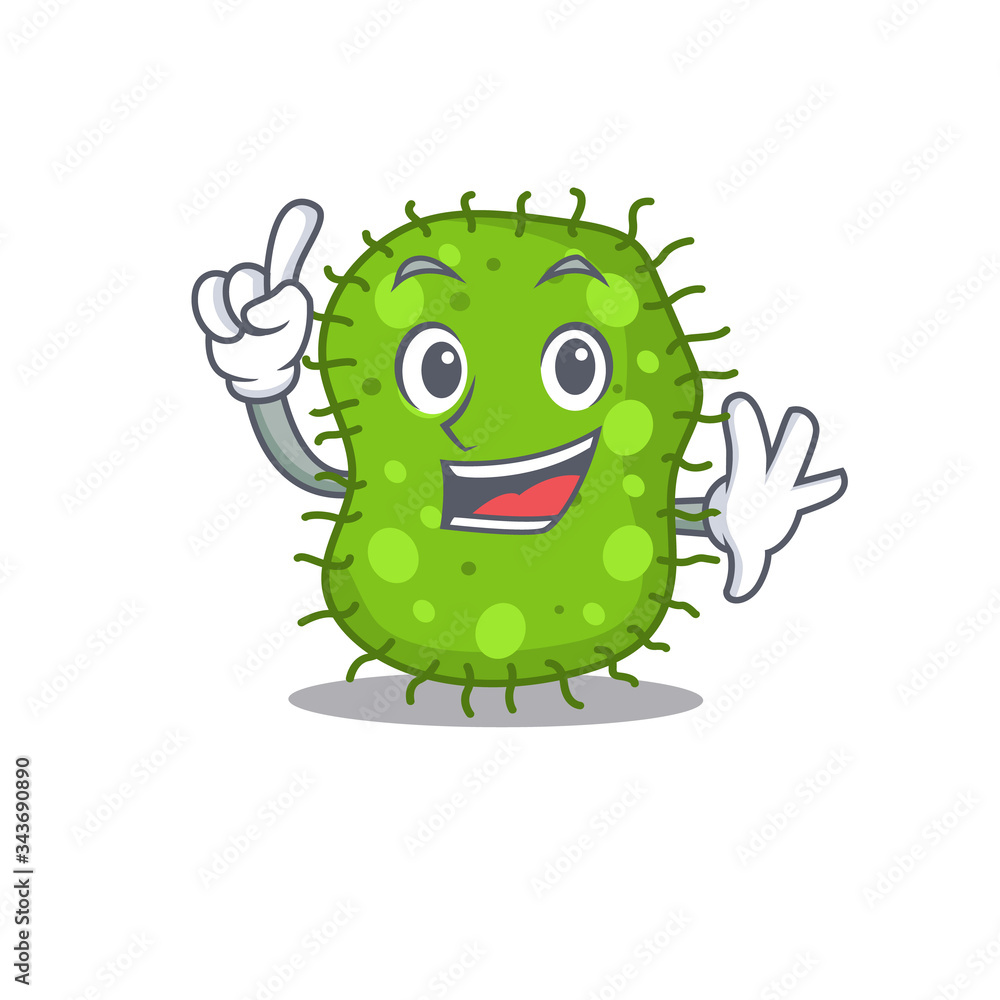 Escherichia mascot character design with one finger gesture Escherichia mascot character design with one finger gesture