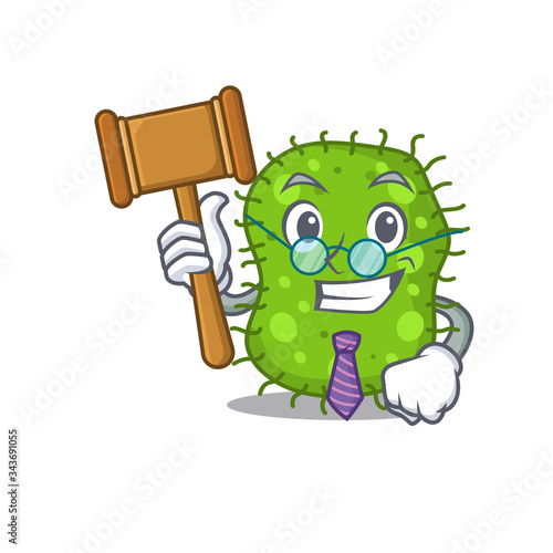 A humble judge of escherichia cartoon character design wearing glasses