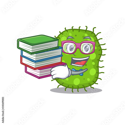 A diligent student in escherichia mascot design concept with books