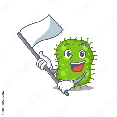 A nationalistic escherichia mascot character design with flag