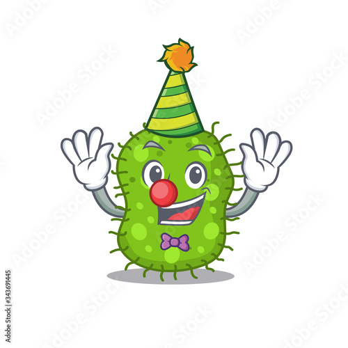 cartoon character design concept of cute clown escherichia