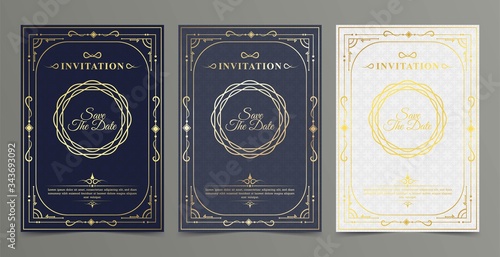 Luxury vintage golden vector invitation card template	