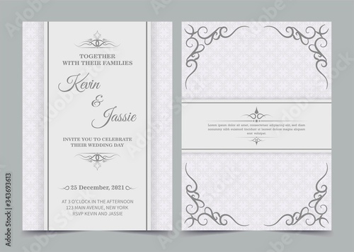 Invitation card vector design vintage style with white color	