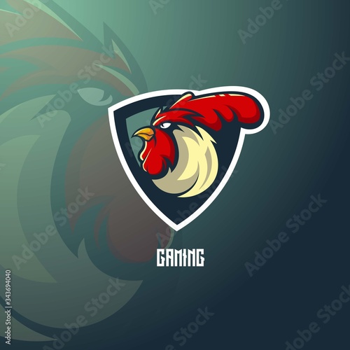 Rooster mascot logo design with modern illustration concept style for badge, emblem and t shirt printing. Angry rooster illustration for sport and e-sport team.