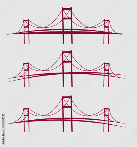 linear bridge print embroidery graphic design vector art