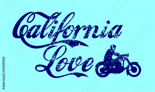 California Motorcycle retro print embroidery graphic design vector art