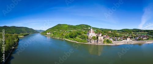 Vászonkép Schoenbuehel castle at the Danube river in Wachau, Lower Austria