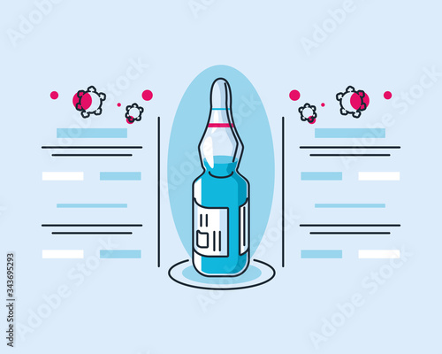 infographic with vaccine, research of coronavirus