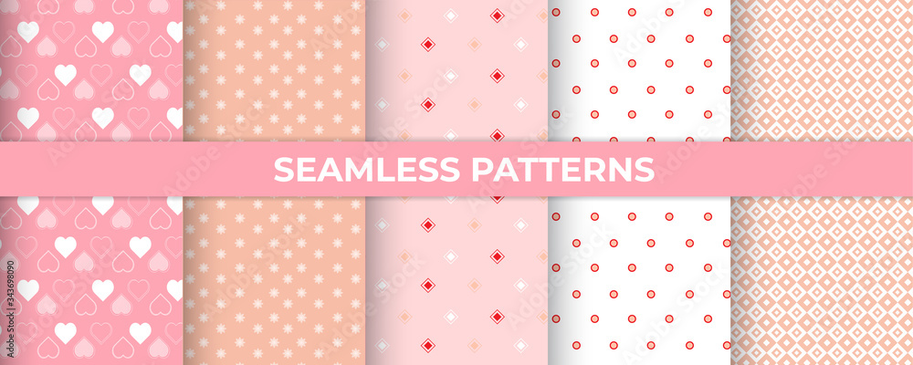 Floral elements seamless pattern collection, decorative wallpaper. Floral elements seamless pattern collection, decorative wallpaper.