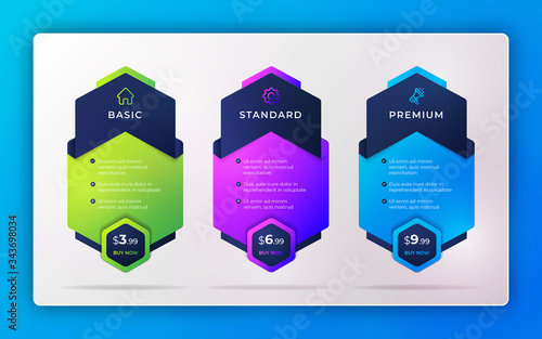 Modern creative price list comparison design template or infographic design elements