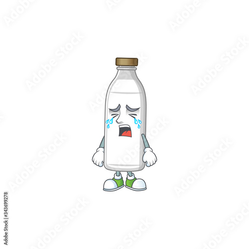 A weeping milk bottle cartoon character concept