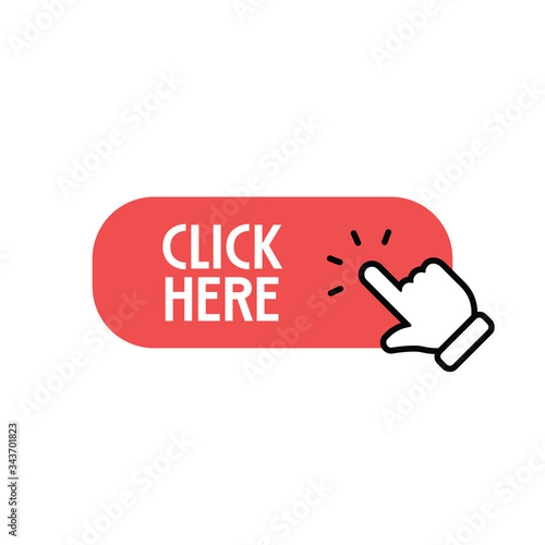 Click here button with hand clicking icon