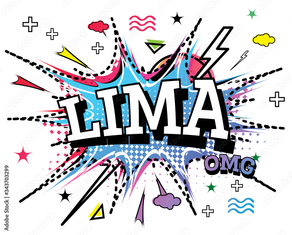 Lima Comic Text in Pop Art Style Isolated on White Background.