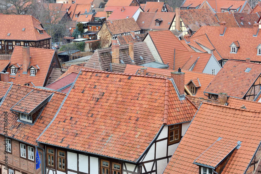 The historic old town of Quedlinburg in Germany