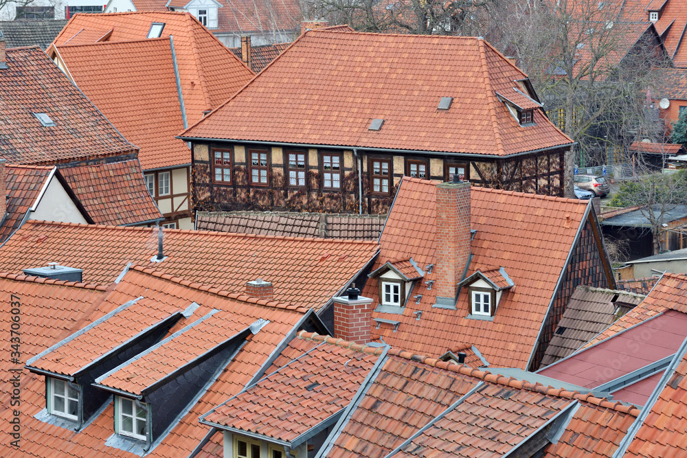 The historic old town of Quedlinburg in Germany