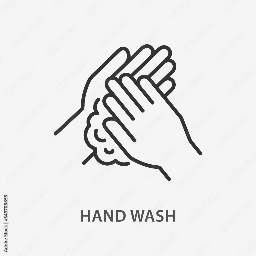 Hand washing line icon on white background. Hand washing line icon on white background.