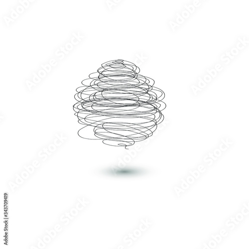 vector Doodle ball of thread. ink sphere Doodle. modern icon of the thought process