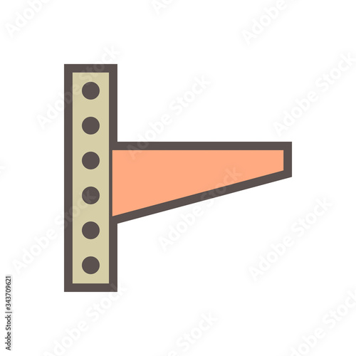 Steel wall bracket vector icon design. Part or support for hang and fix air condenser outdoor unit part of air conditioner HVAC system with outside wall of home or building to ventilation of heat.