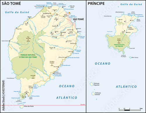 Vector map of the West African island state of Sao Tome and Principe