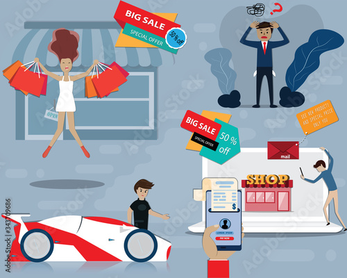 Flat design of bad habits for make people broke,Business finance concept - vector