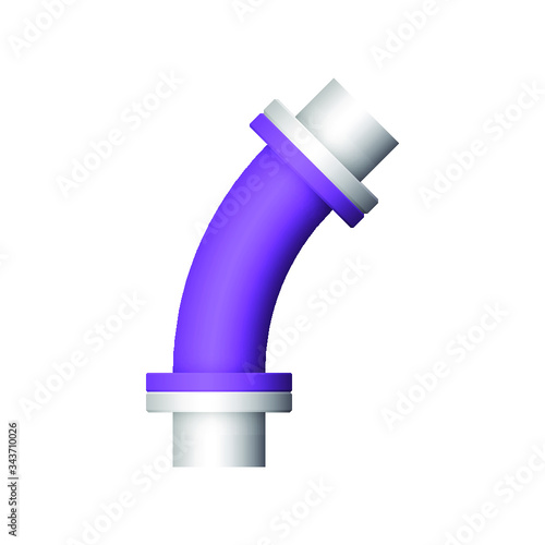 Pipe vector icon. Made from steel or metal connection by flange fitting fixing by screw and bolt. Part for pipeline construction to transport oil and gas in industry, water in plumbing and irrigation.