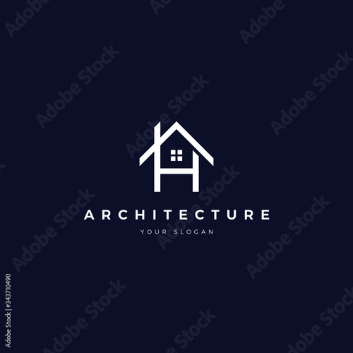 letter H house architecture logo navy