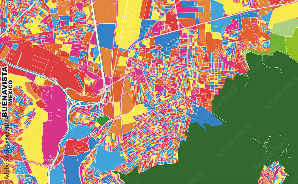 Buenavista, México, Mexico, colorful vector map