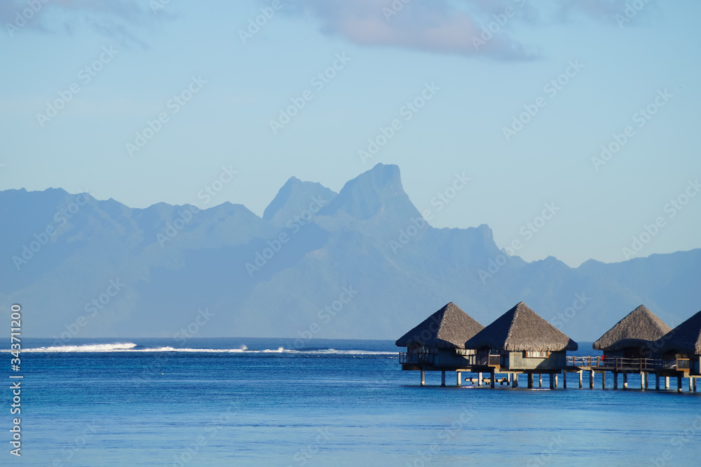 Overwater bungalows in Tahiti