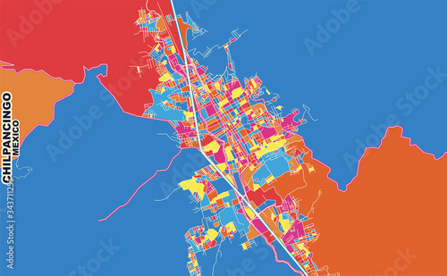 Chilpancingo, Guerrero, Mexico, colorful vector map photo