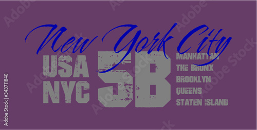 New york city embroidery graphic design vector art