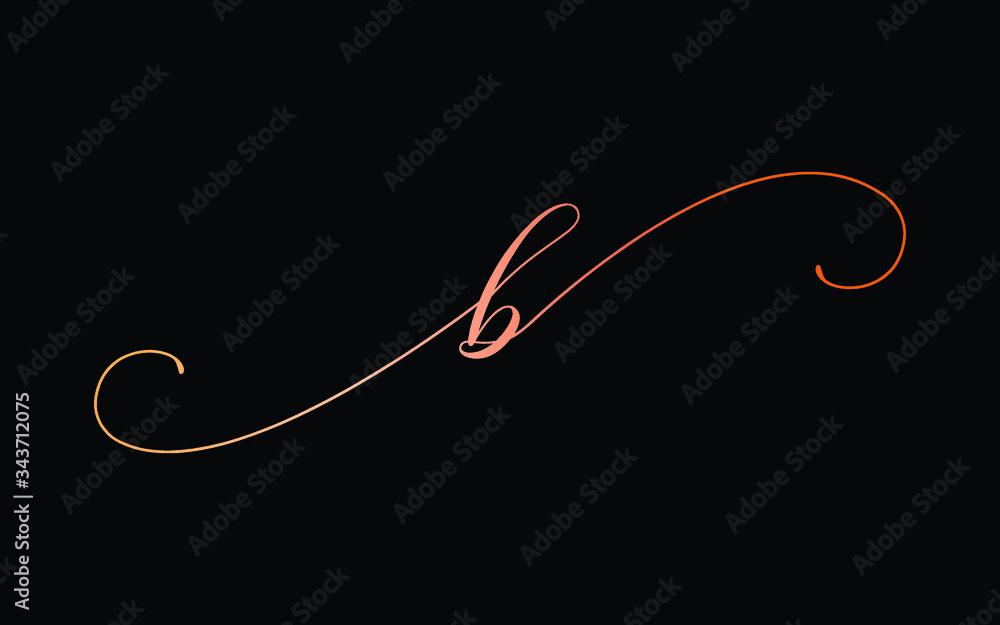 b Lowercase Cursive Letter Logo design, Vector Template