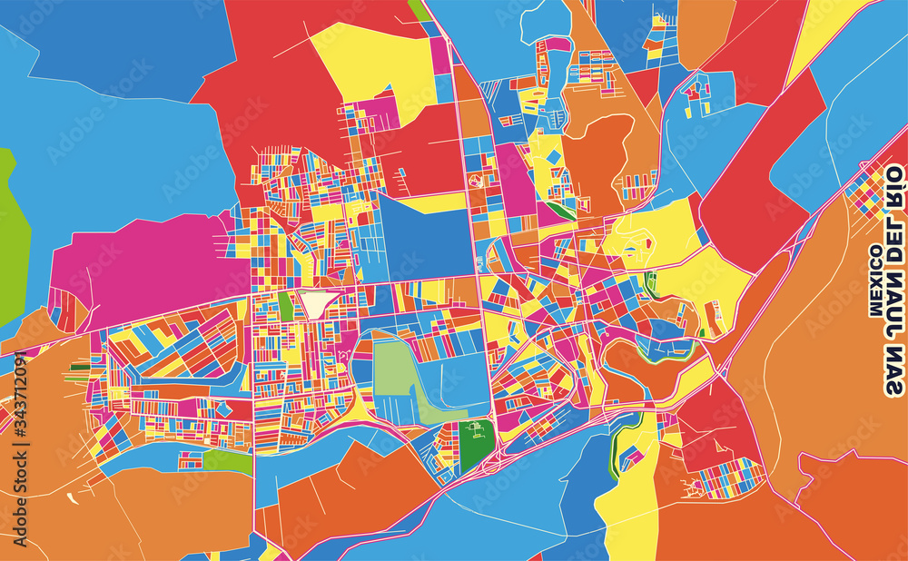 San Juan del Río, Querétaro, Mexico, colorful vector map