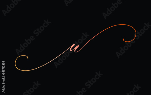 u Lowercase Cursive Letter Logo design, Vector Template