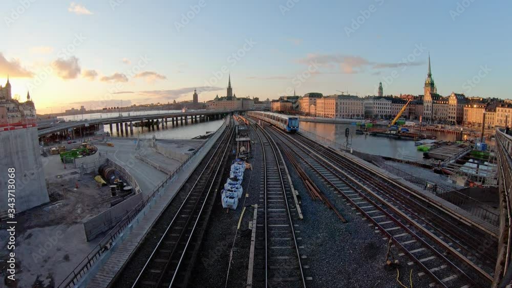 Metro Commuter Trains Travelling Along Centralron Route To Gamla Stan. Stockholm, Sweden. Metro Commuter Trains Travelling Along Centralron Route To Gamla Stan. Stockholm, Sweden.