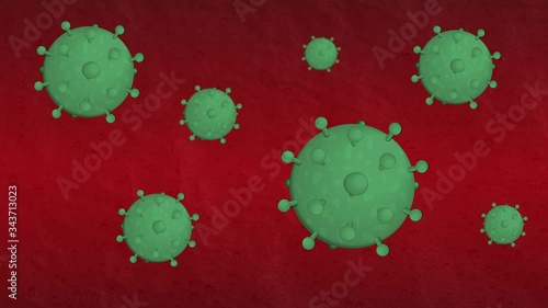 2D Animation of Coronavirus in the Bloodstream photo